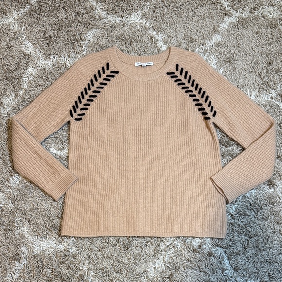 The Cashmere Project Tan Crew Neck Sweater with Black Stitch Accents size Large - Picture 13 of 13